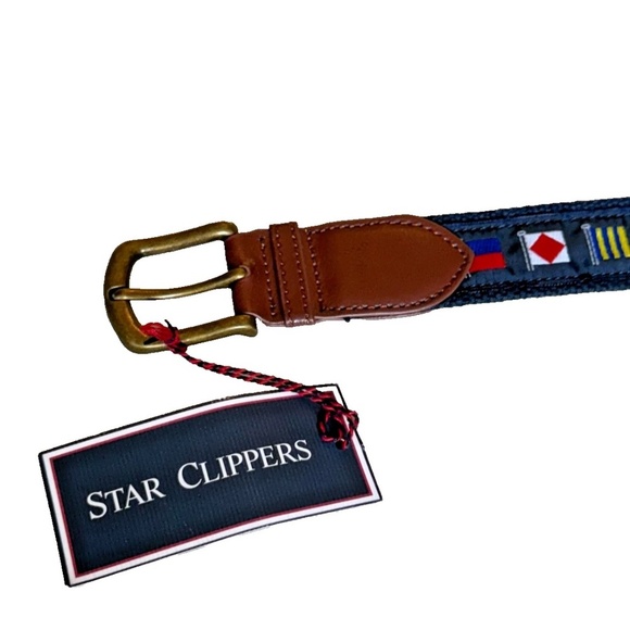 STAR CLIPPERS Men's Signal Flags Navy Tape w/Flags Belt; Size 42 (NWT) - Picture 5 of 7
